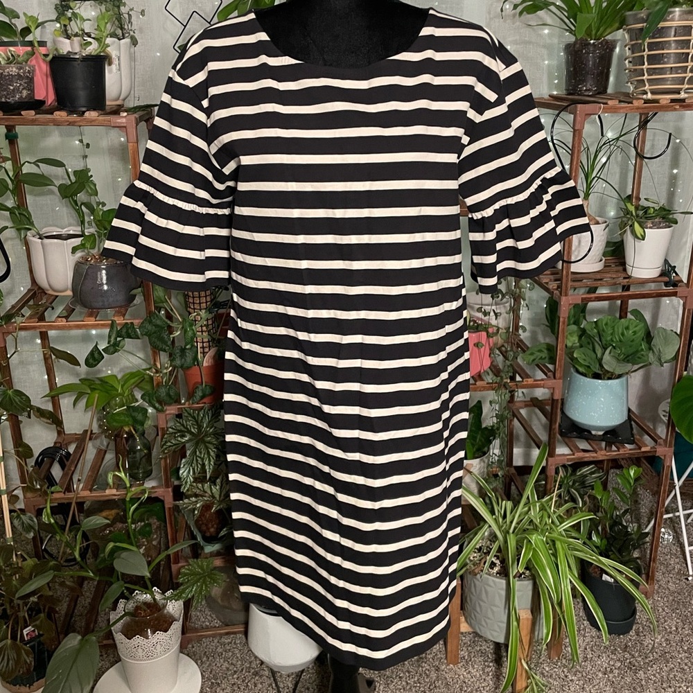 Black and Off White Striped Dress Medium